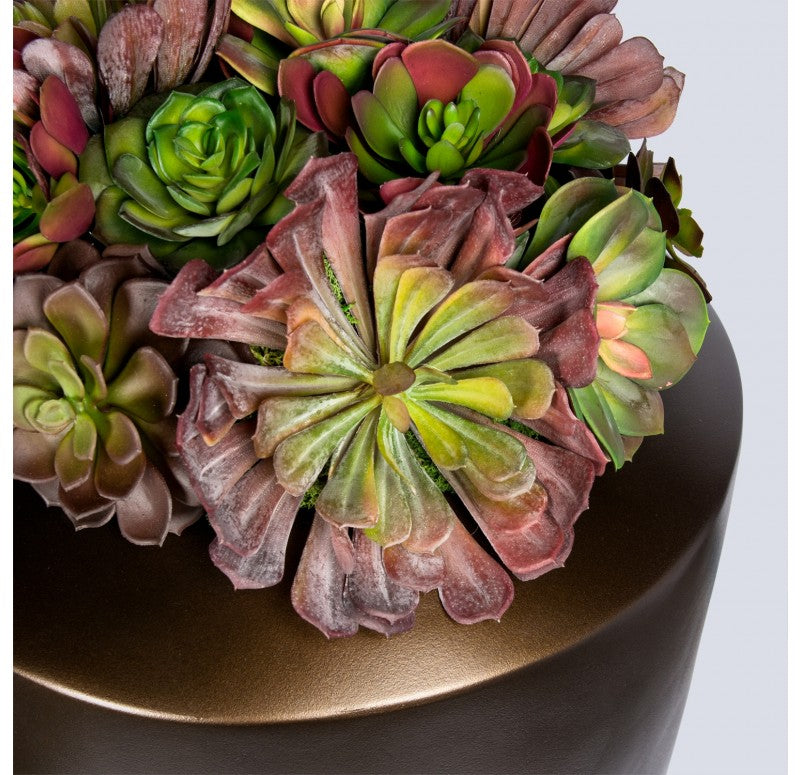 Succulent Mix Burgundy in Barrel Planter, SM by Gold Leaf Design Group | Botanicals | Modishstore - 2