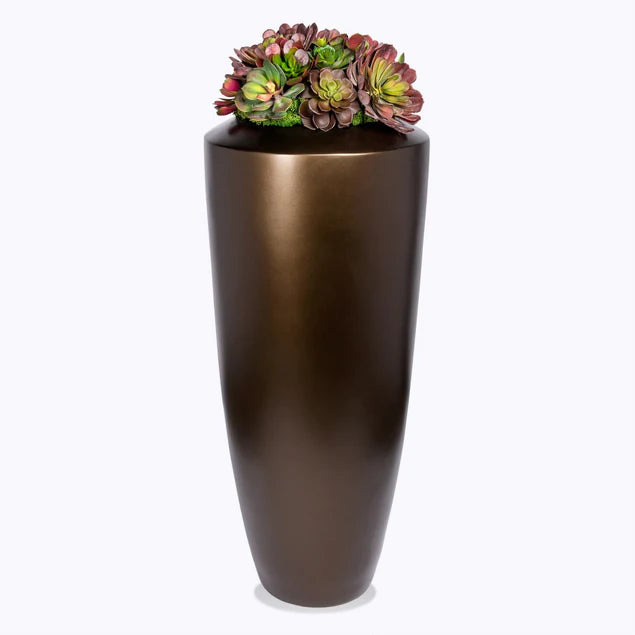 Fiberglass Small Barrel Planter, Brz/BK, By Gold Leaf Design Group | Planters, Troughs & Cachepots | Modishstore