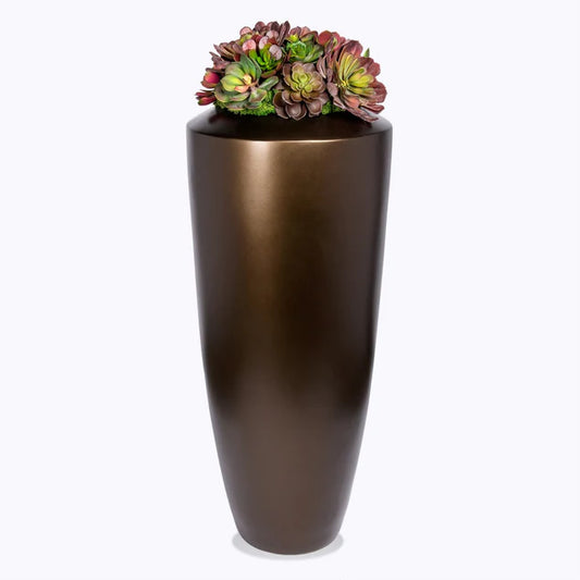 Fiberglass Small Barrel Planter, Brz/BK, By Gold Leaf Design Group | Planters, Troughs & Cachepots | Modishstore