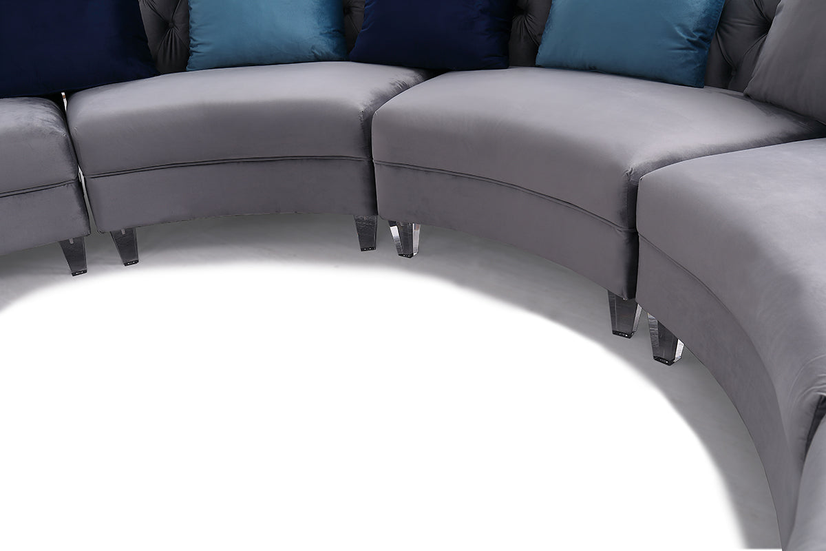 Divani Casa Darla Modern Grey Velvet Circular Sectional Sofa-4