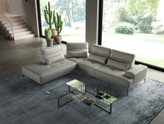 Coronelli Collezioni Sunset - Contemporary Italian Grey Leather LAF Sectional Sofa