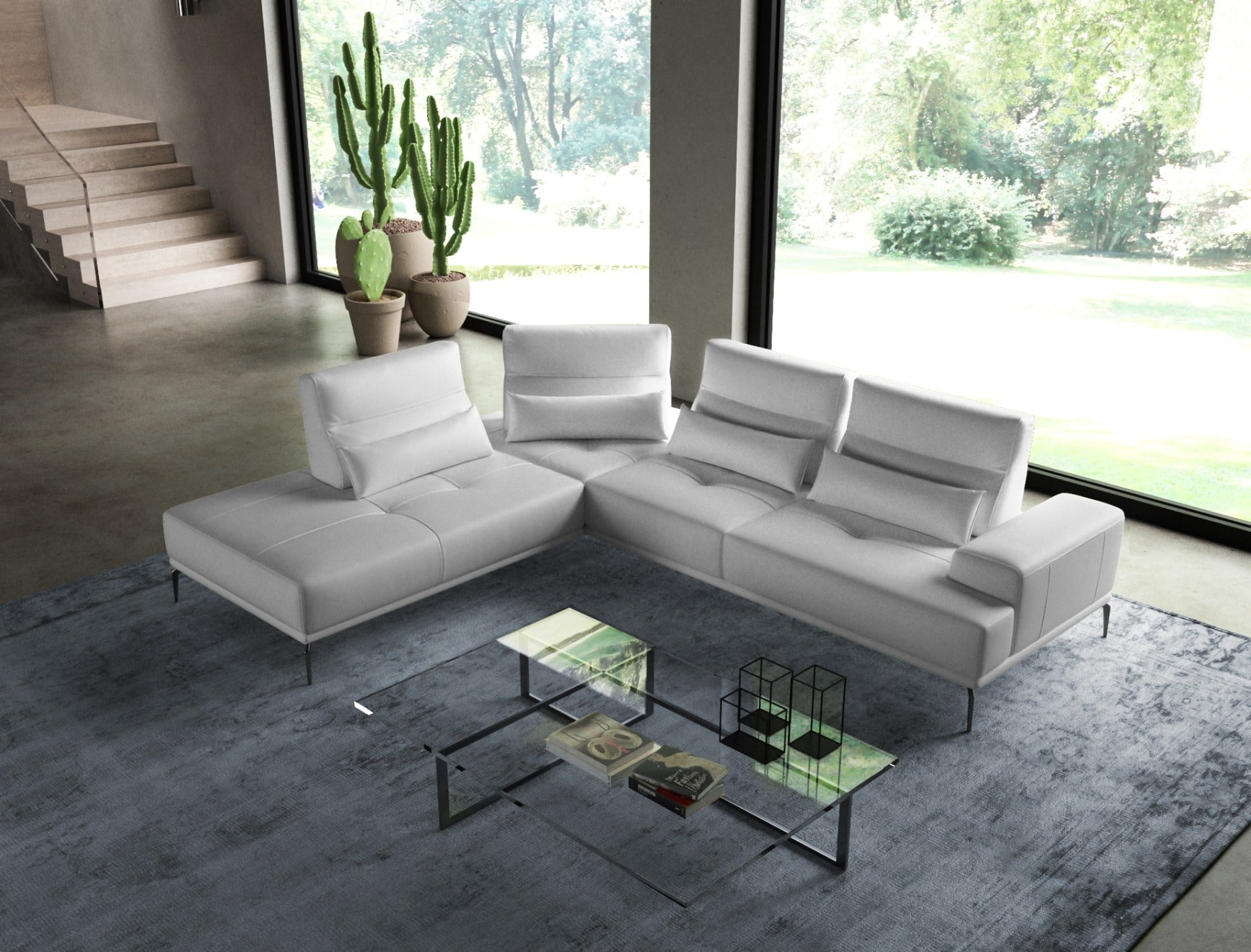 Coronelli Collezioni Sunset - Contemporary Italian White Leather LAF Sectional Sofa | Sofas |   Modishstore 