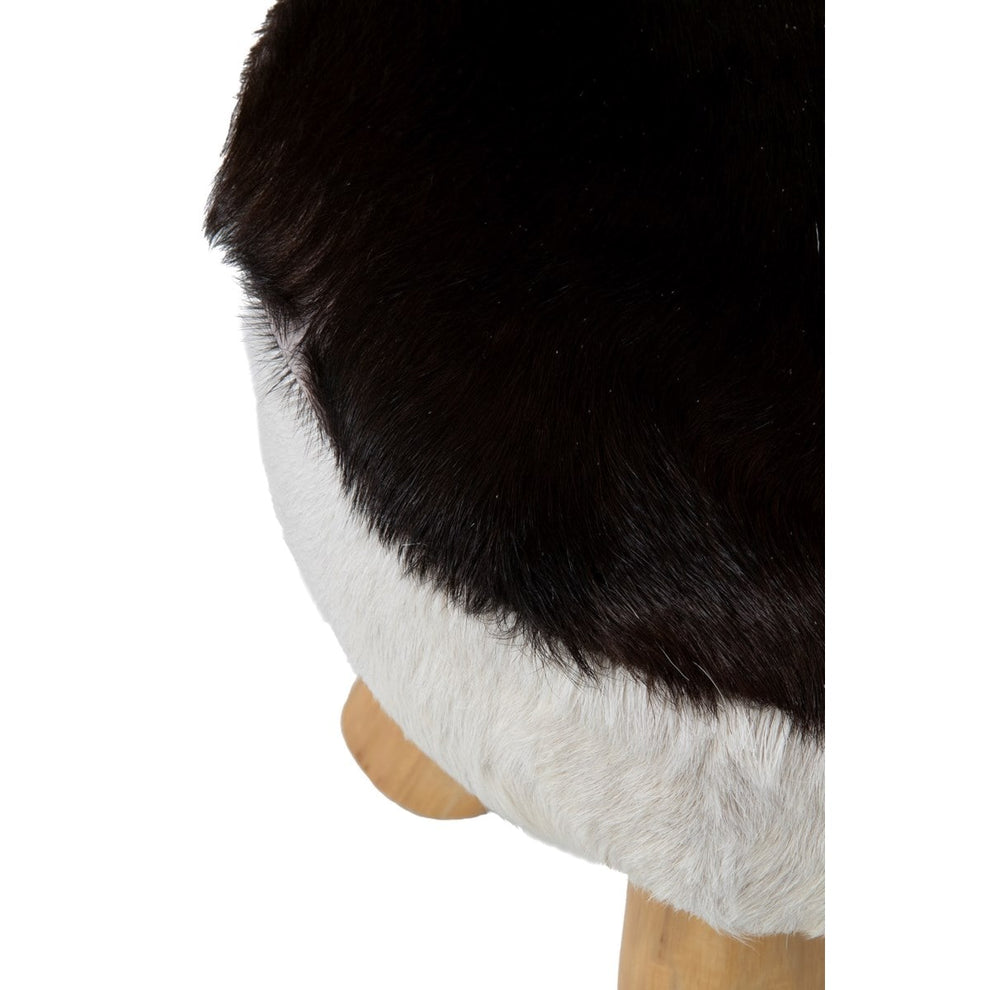(LS) Safari Natural Hide Stool - Black/White | Stools | Modishstore - 2