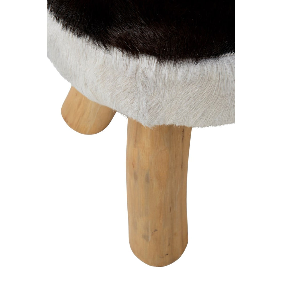 (LS) Safari Natural Hide Stool - Black/White | Stools | Modishstore - 3