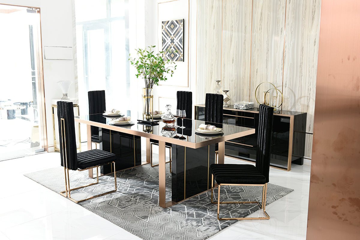 Nova Domus Cartier Modern Black & Rosegold Dining Table-3