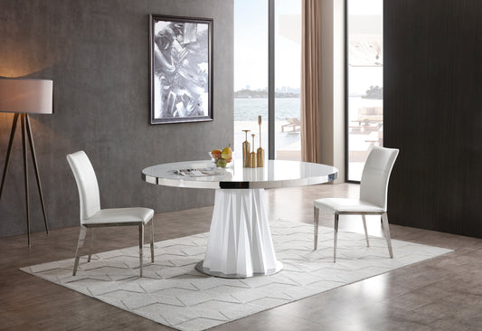 Modrest Cabaret Modern White Round Dining Table | Modishstore | Dining Tables