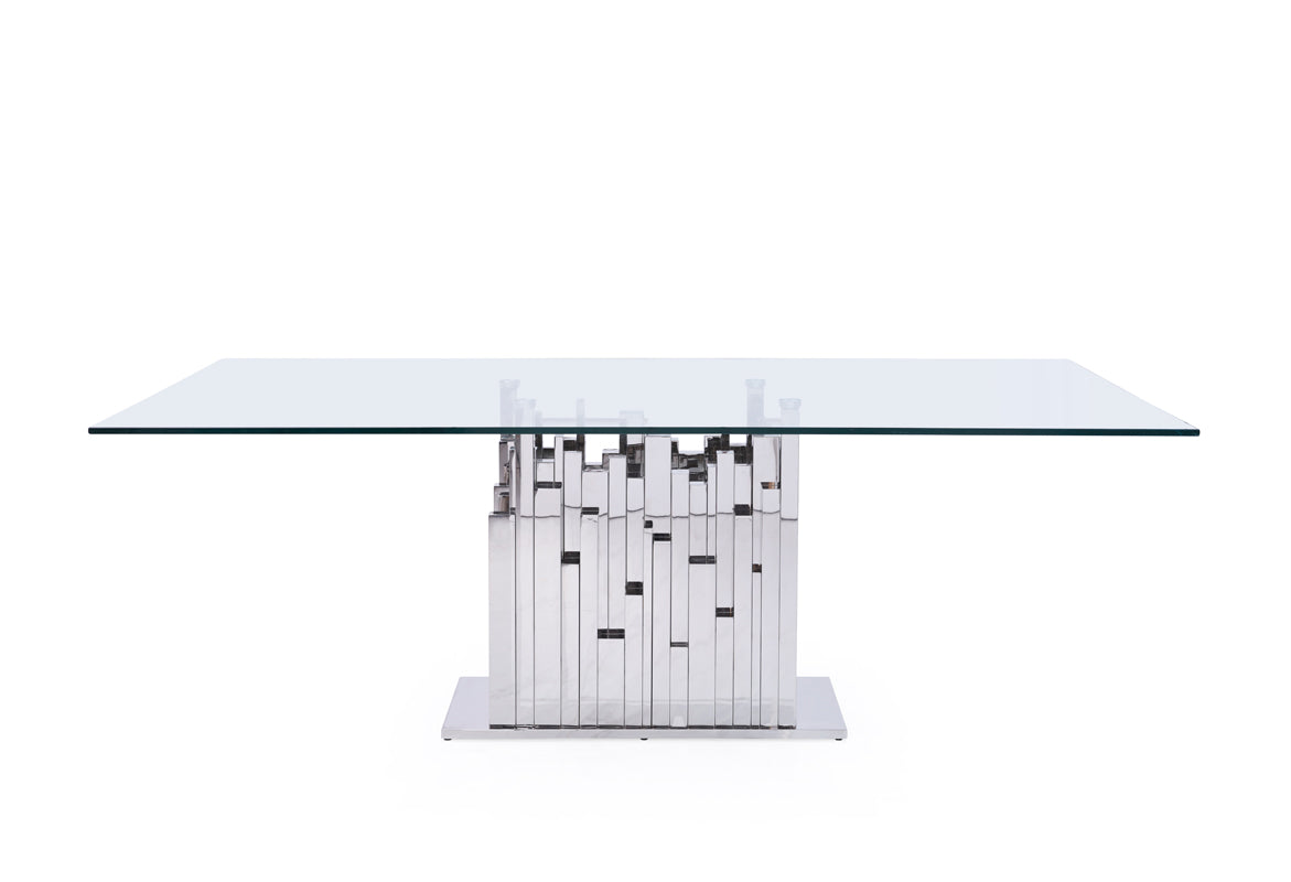 Modrest Edwin Modern Glass & Stainless Steel Dining Table-5