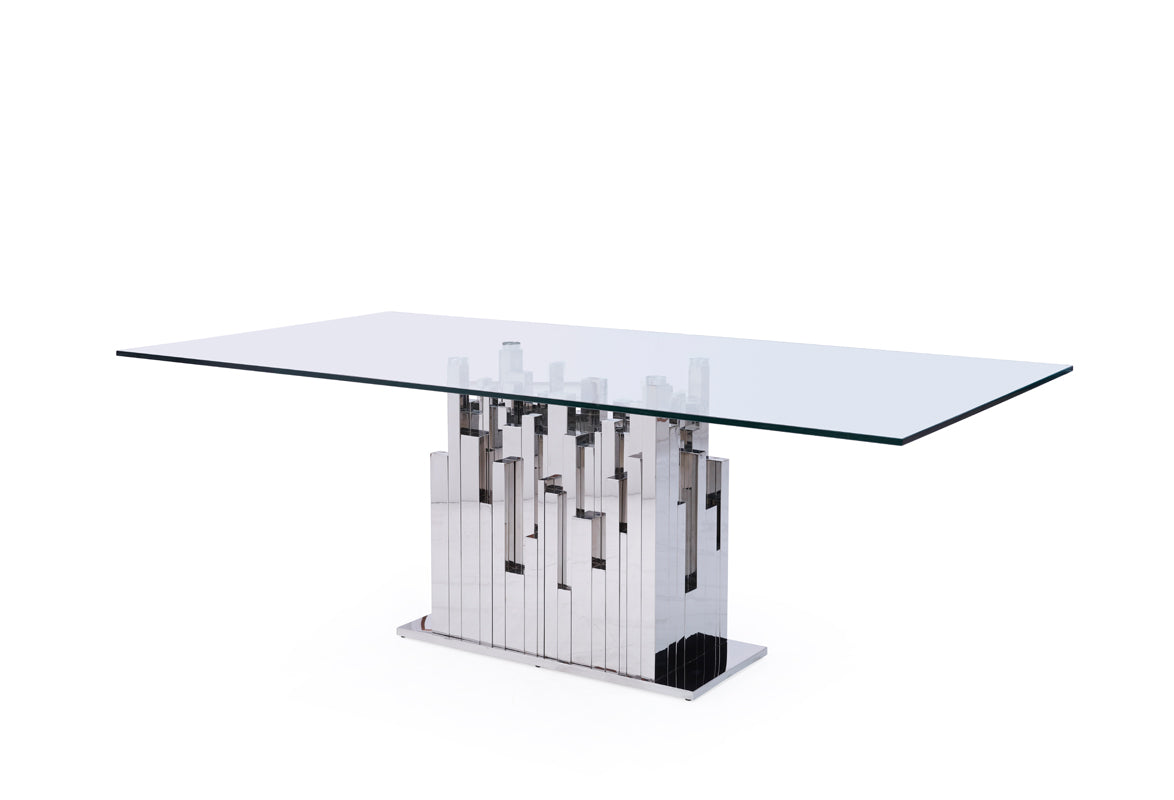 Modrest Edwin Modern Glass & Stainless Steel Dining Table-4