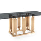 Modrest Token Modern Smoked Grey Glass & Rosegold Dining Table-2