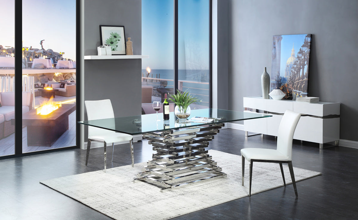 Modrest Crawford Modern Rectangular Glass Dining Table | Modishstore | Dining Tables