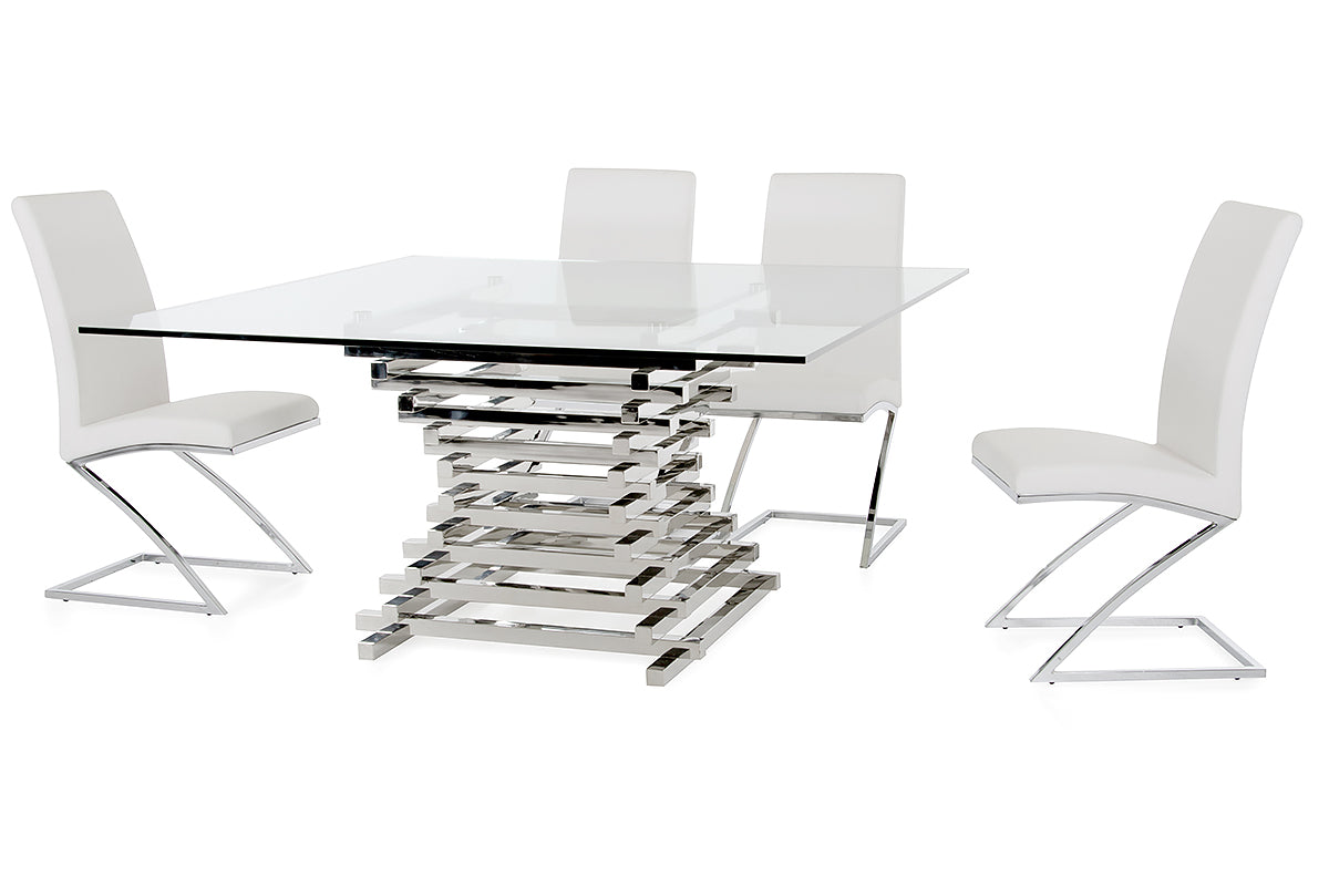 Modrest Crawford Contemporary Clear Glass Square Dining Table | Modishstore | Dining Tables