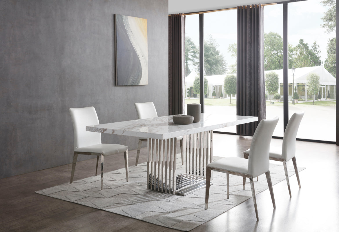 Modrest Kingsley Modern Marble & Stainless Steel Dining Table-3