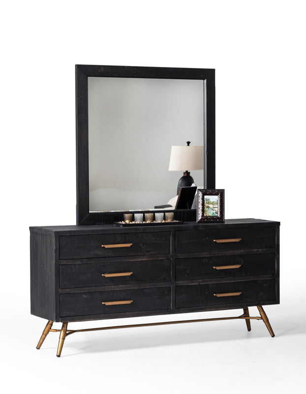 Vig Furniture Modrest Tabitha Modern Dark Brown Recycled Pine Mirror | Modishstore | Mirrors