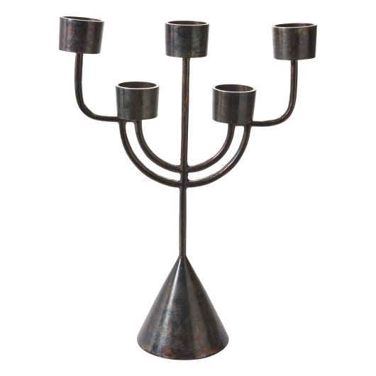 Talliston 5 Candle Pewter Finish Candelabra By Accent Decor | Candle Holders | Modishstore - 2