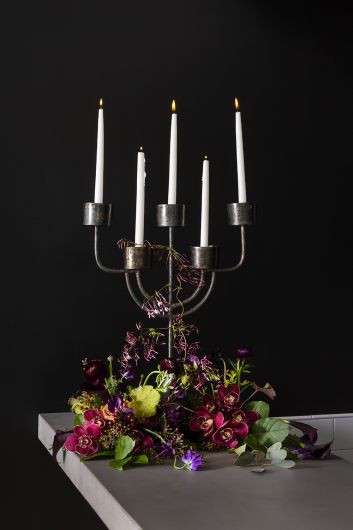 Talliston 5 Candle Pewter Finish Candelabra By Accent Decor | Candle Holders | Modishstore - 3