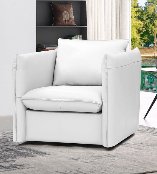Divani Casa Tamworth - Modern White Leather Swivel Lounge Chair | Modishstore | Lounge Chairs