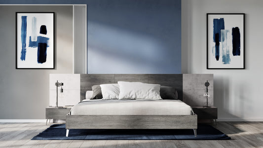 Nova Domus Bronx Italian Modern Faux Concrete & Grey Bed | Modishstore | Beds