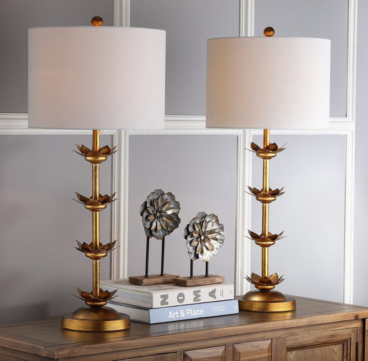 Safavieh Lani Leaf 32-Inch H Table Lamp Set Of 2 - Antique Gold | Table Lamps | Modishstore