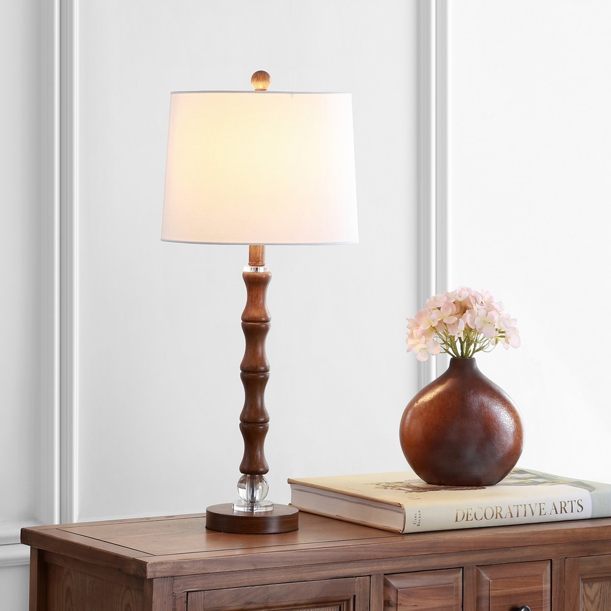Safavieh Lukas Table Lamp - Dark Brown Wood Finish | Table Lamps | Modishstore