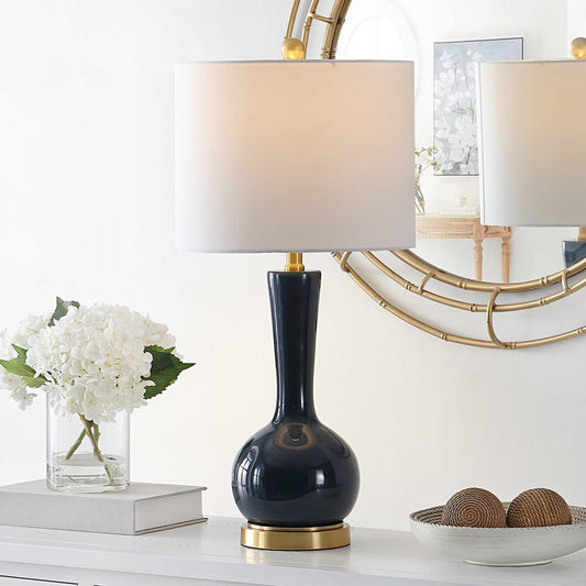 Safavieh Gaetna Glass Table Lamp - Navy | Table Lamps | Modishstore