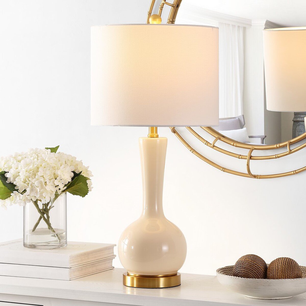 Safavieh Gaetna Glass Table Lamp - Ivory | Table Lamps | Modishstore