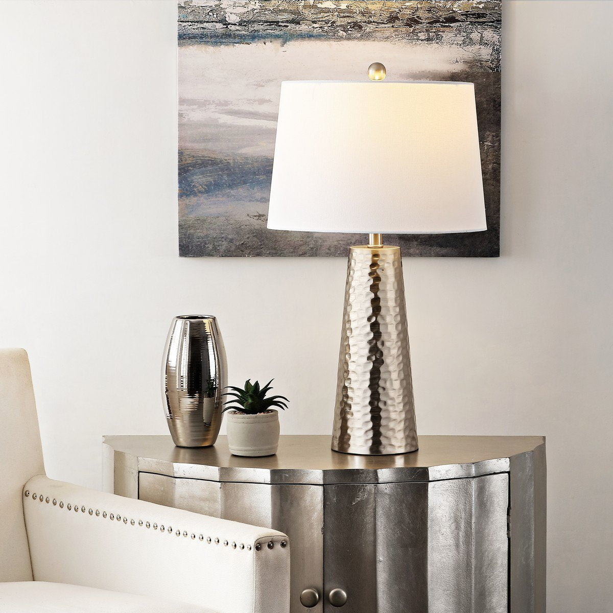 Safavieh Batul Iron Table Lamp - Nickel | Table Lamps | Modishstore