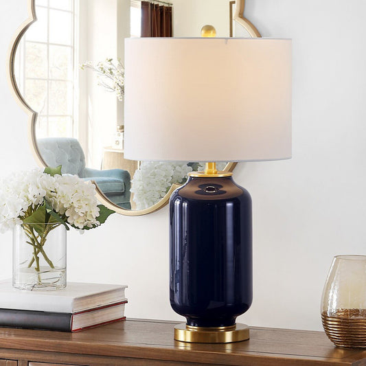 Safavieh Amaia Glass Table Lamp - Navy | Table Lamps | Modishstore