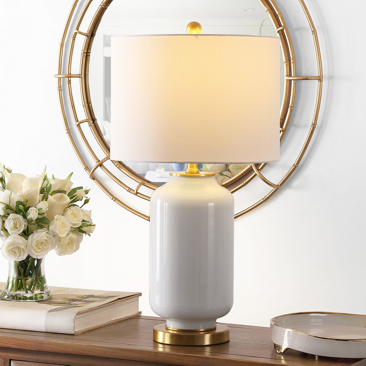 Safavieh Amaia Glass Table Lamp - White | Table Lamps | Modishstore