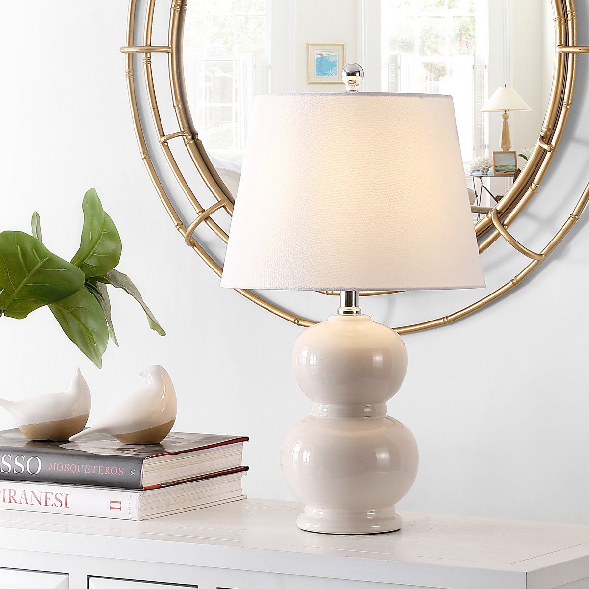 Safavieh Everlee Glass Table Lamp - Ivory | Table Lamps | Modishstore
