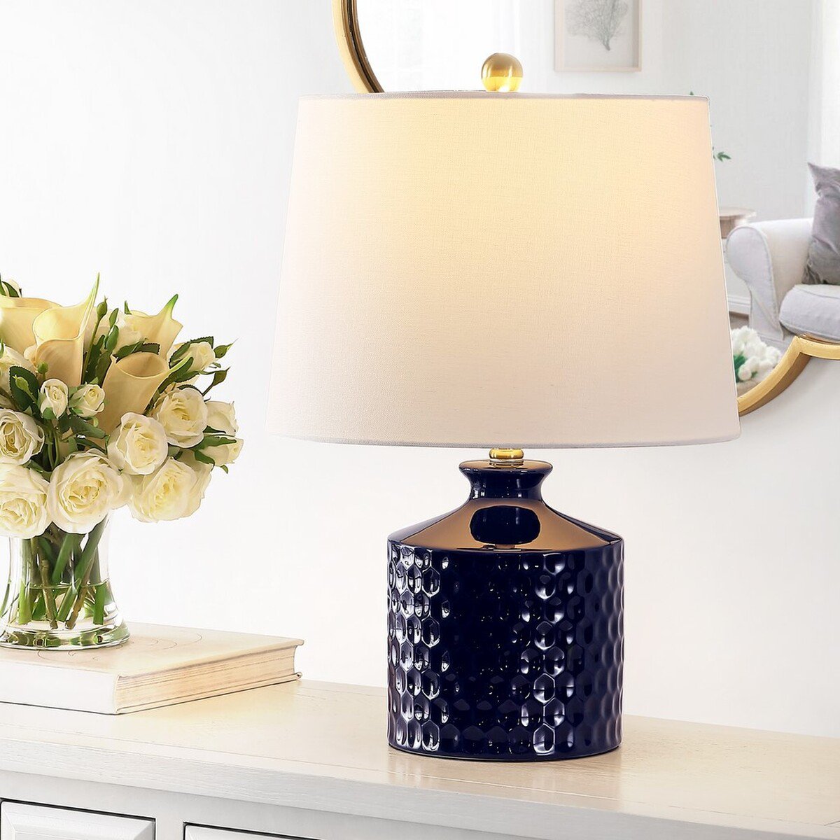 Safavieh Landon Ceramic Table Lamp - Navy Blue | Table Lamps | Modishstore - 3