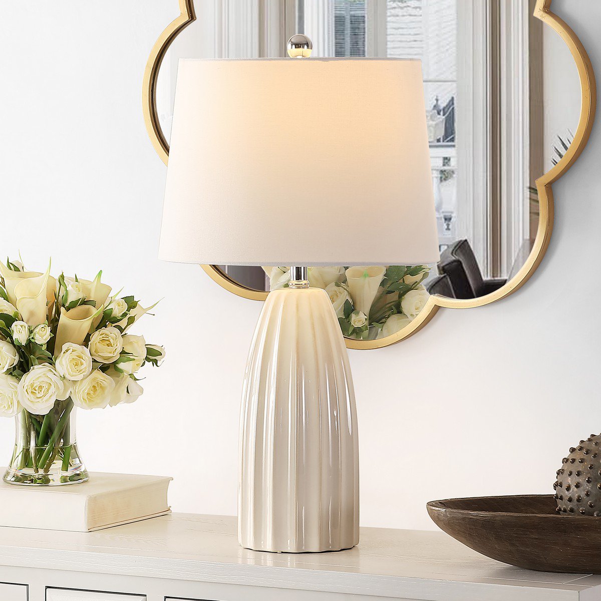 Safavieh Kayden Ceramic Table Lamp - Ivory | Table Lamps | Modishstore