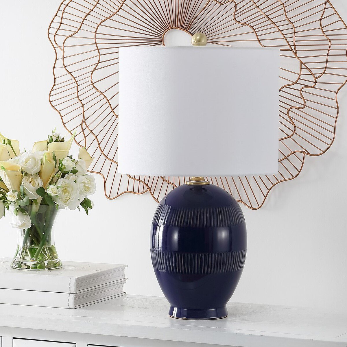 Safavieh Liney Table Lamp - Blue Crackle | Table Lamps | Modishstore