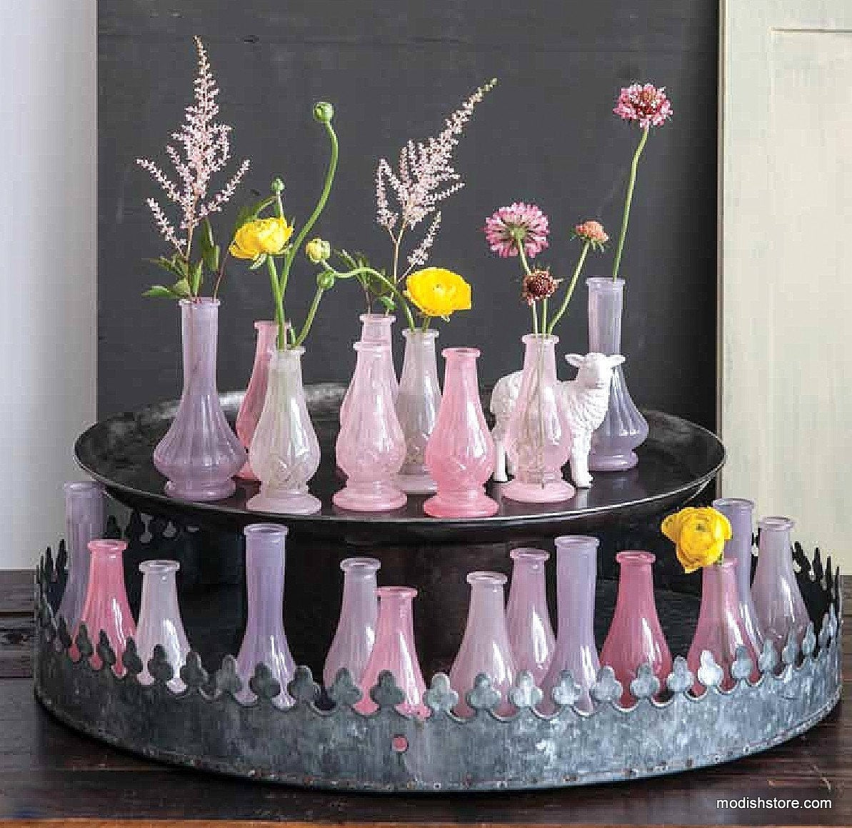 Metallic Round Crown Garden Tray-2