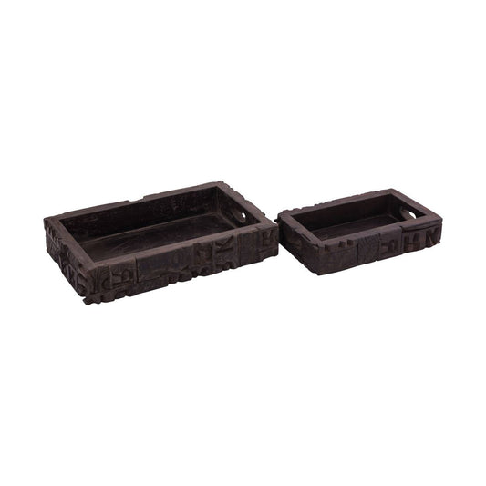 Carved Block Claded Trays (Set of 2) ELK Lifestyle | Trays | Modishstore