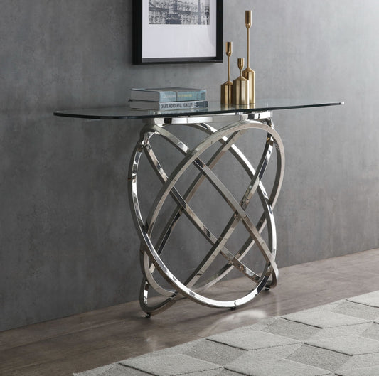 Modrest Tulare - Modern Glass & Stainless Steel Console Table | Modishstore | Console Tables