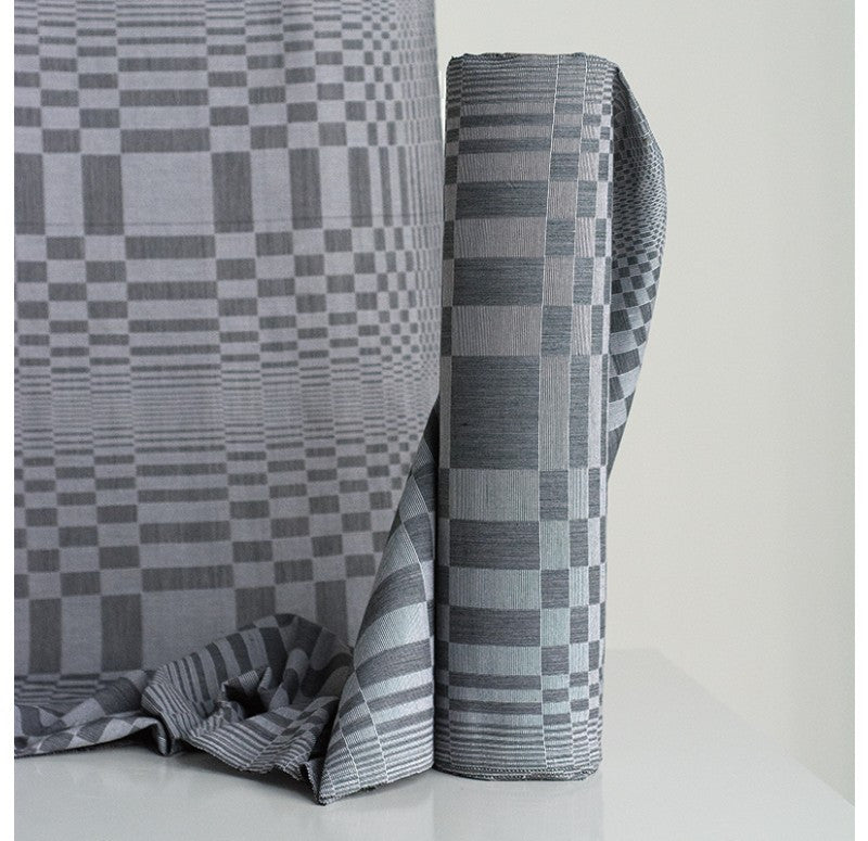 Gold Leaf Design Group Binakol Fabric Large Grey & White Twister Pattern set of 2 | Wall Decor | Modishstore