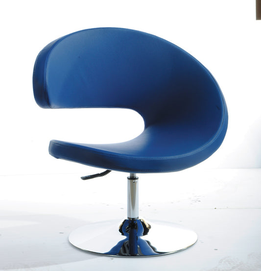 Modrest Adara Modern Blue Leatherette Lounge Chair | Modishstore | Accent Chairs