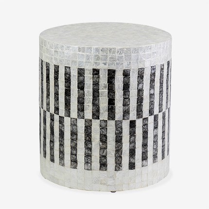 (LS) Orion Capiz End Table - White & Black by Jeffan | End Tables | Modishstore