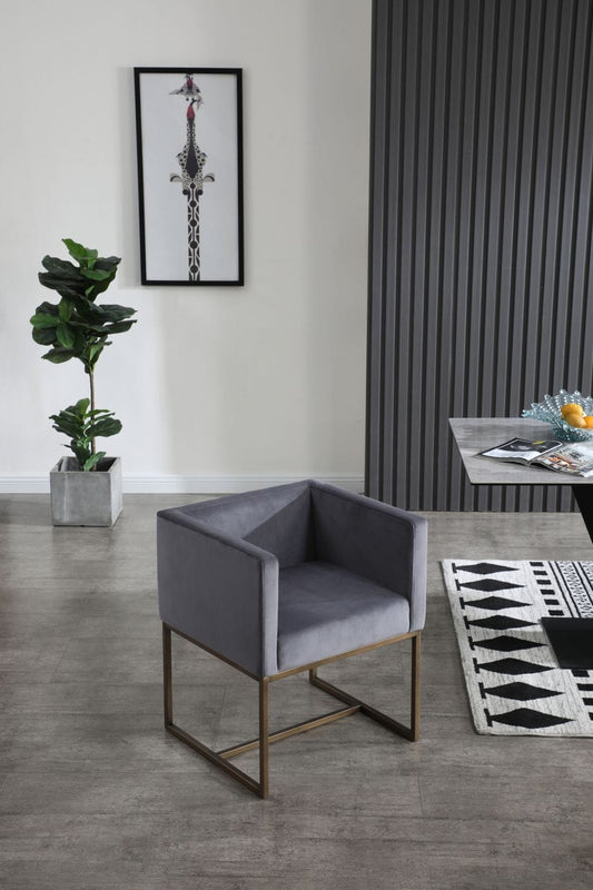 Modrest Elijah - Modern Grey & Copper Antique Brass Dining Chair | Modishstore | Dining Chairs