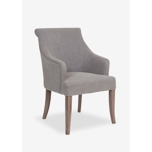 Harper Dining Arm Chair - Grey Linen Blend Upholstery, Oak Set of 2 by Jeffan | Armchairs | Modishstore