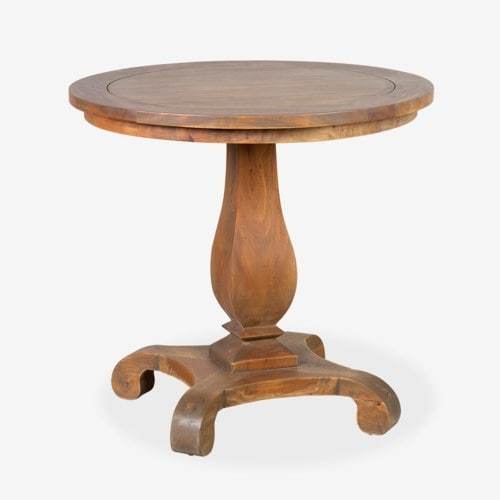 Remington Round Mahogany Wood  30" Table - Natural by Jeffan | Dining Tables | Modishstore