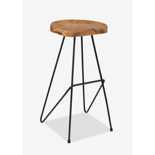 Sallie Teak Barstool with Metal Legs by Jeffan | Bar Stools | Modishstore - 5