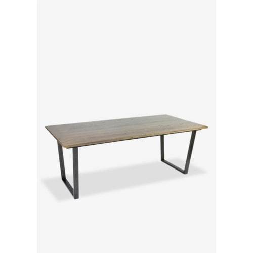 Thomas Mahogany Wood Dining Table with Metal Base by Jeffan | Dining Tables | Modishstore - 8