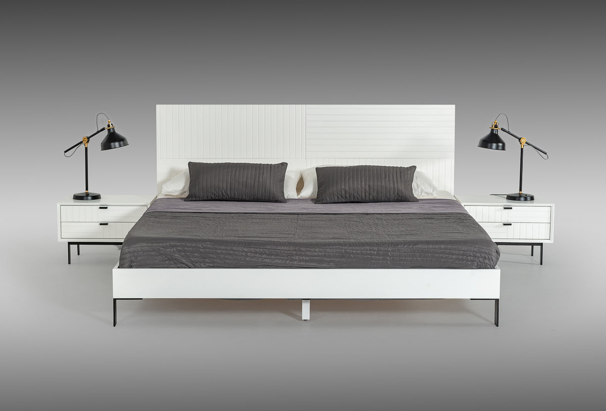 Nova Domus Valencia Contemporary White Bed | Modishstore | Beds