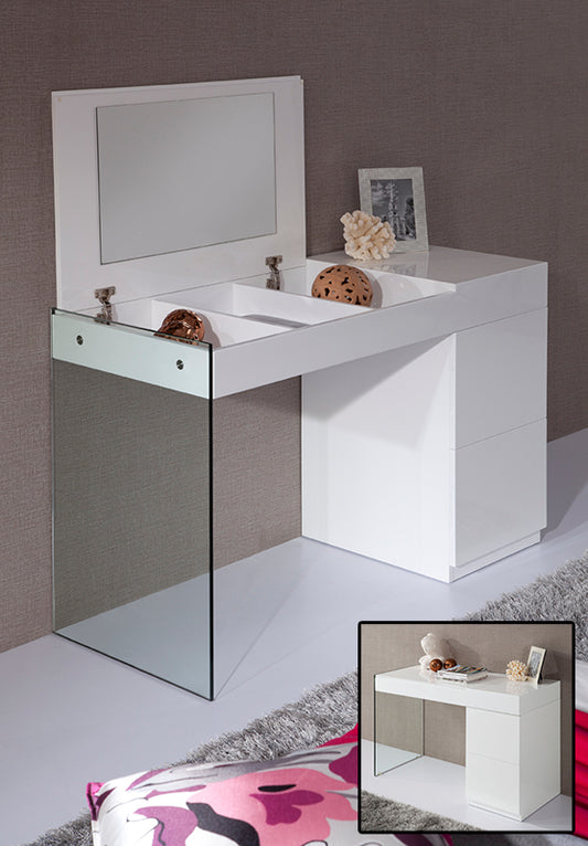 Modrest Volare - Modern White Floating Glass Vanity With Mirror | Modishstore | Bathroom Accessories
