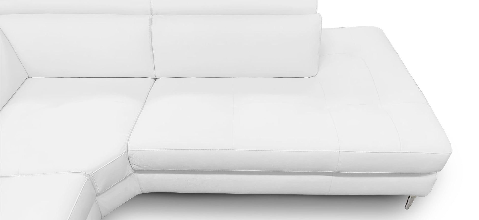 Coronelli Collezioni Viola - Italian Contemporary White Leather RAF Chaise Sectional Sofa-5