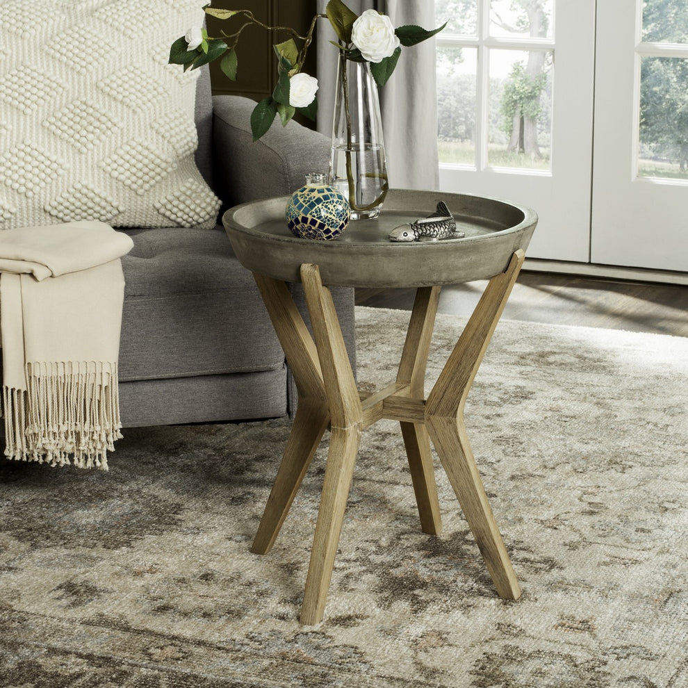 Safavieh Celeste Indoor/Outdoor Modern Concrete Round 21.2-Inch H End Table | Accent Tables |  Modishstore  - 2