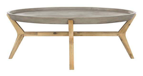 Safavieh Hadwin Indoor/Outdoor Modern Concrete Oval 31.5-Inch Dia Coffee Table | Coffee Tables |  Modishstore 