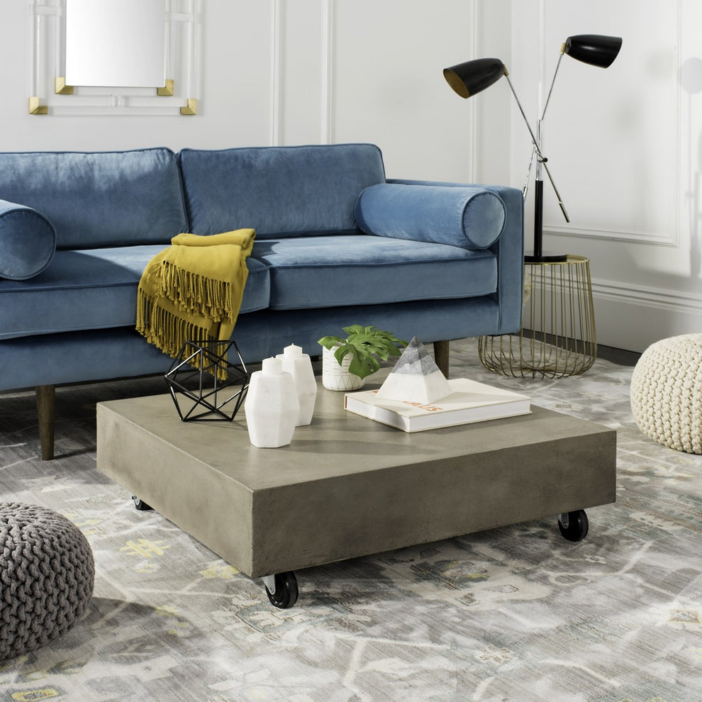 Safavieh Gargon Indoor/Outdoor Modern Concrete 9.84-Inch H Coffee Table With Casters | Coffee Tables |  Modishstore  - 2
