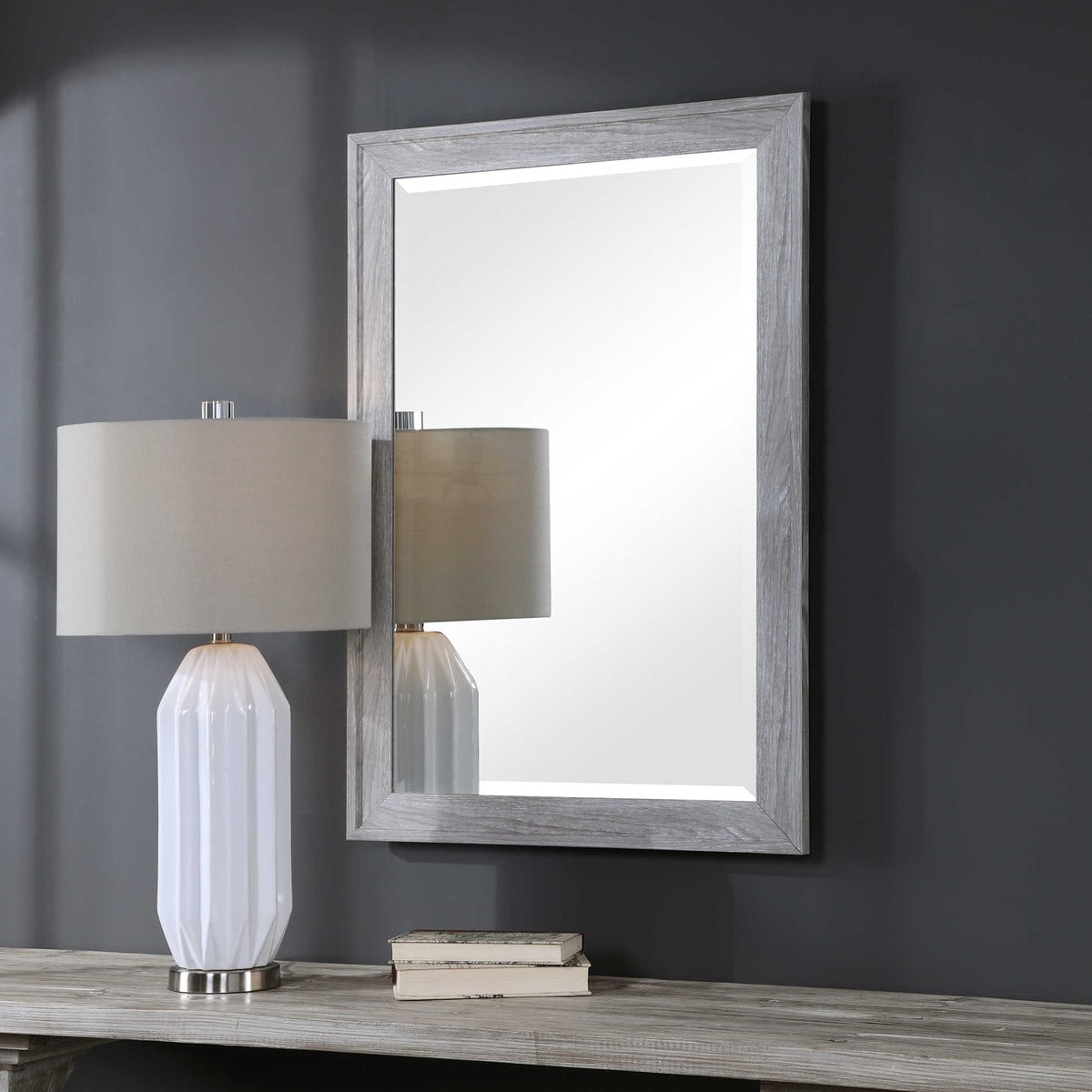 Distressed Gray with Wood Grain Mirror By Modish Store | Mirrors | Modishstore